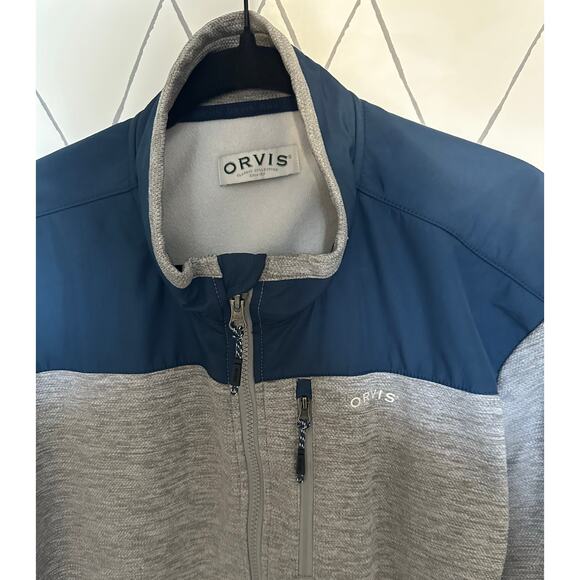 Orvis Men's Bonded Full Zip Jacket in Grey and Blue - XL - Picture 1 of 9
